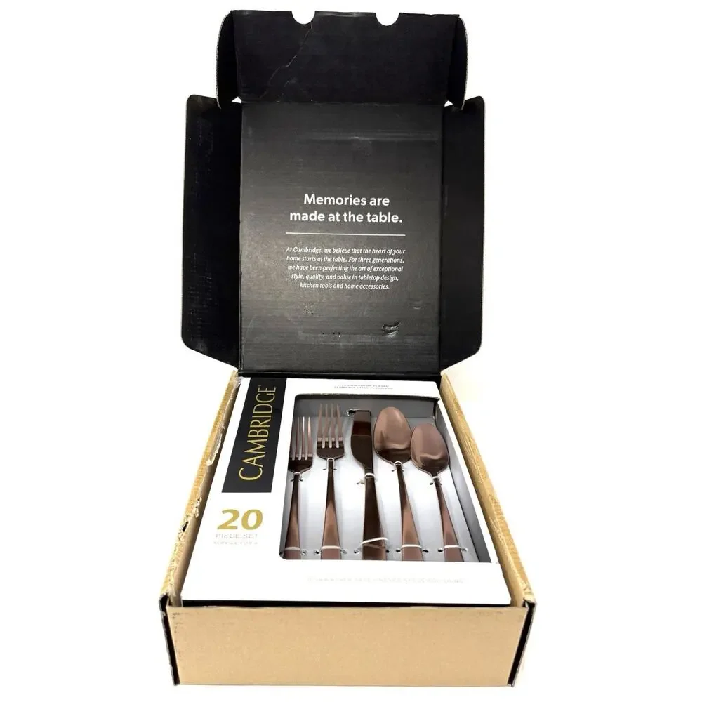 Cambridge Silversmiths Poet Copper Satin 20 Pc. Flatware Set for 4 Titanium